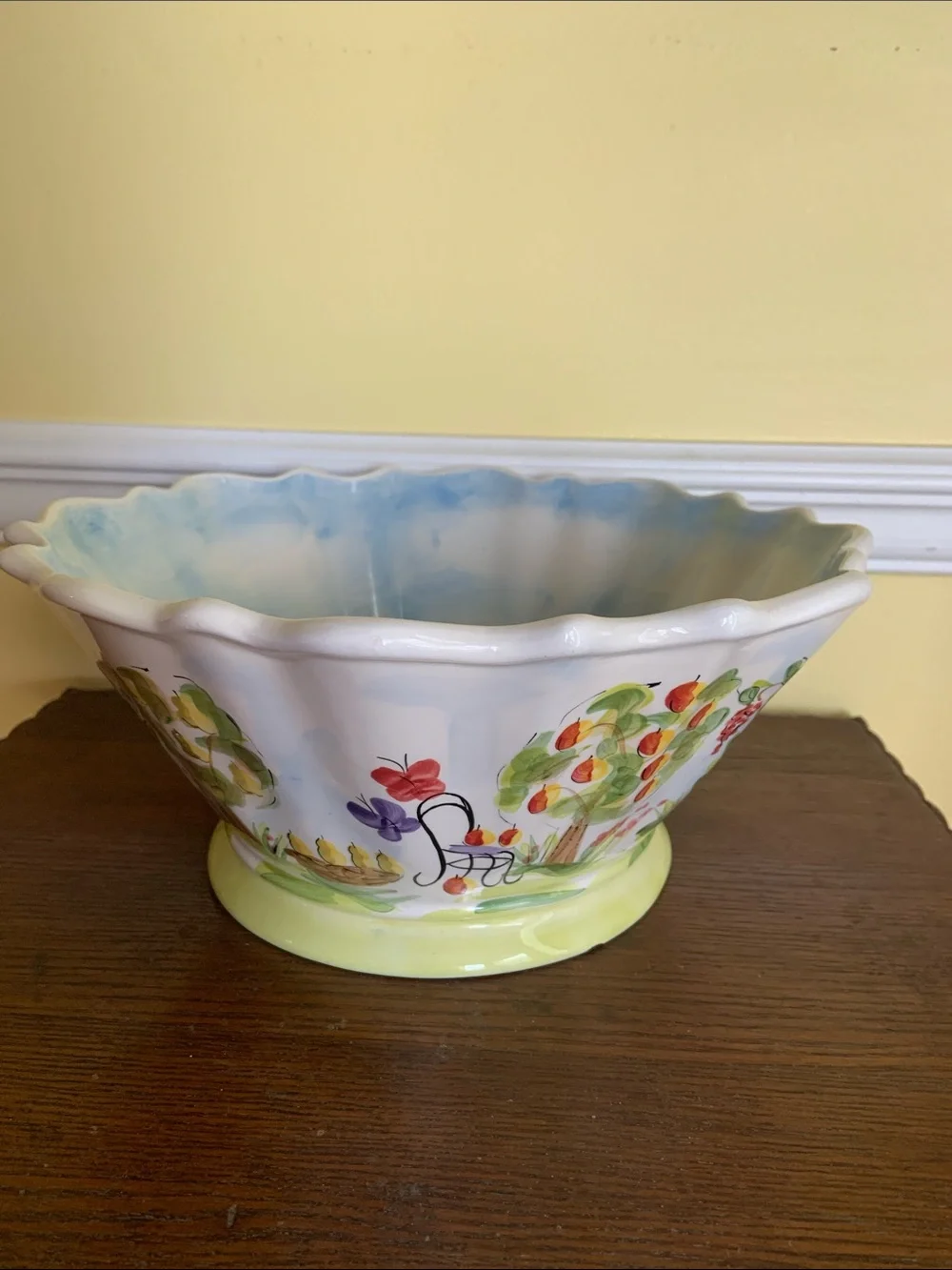 Ma Madison Hand-Painted Ceramic Fruit & Floral Serving Bowl